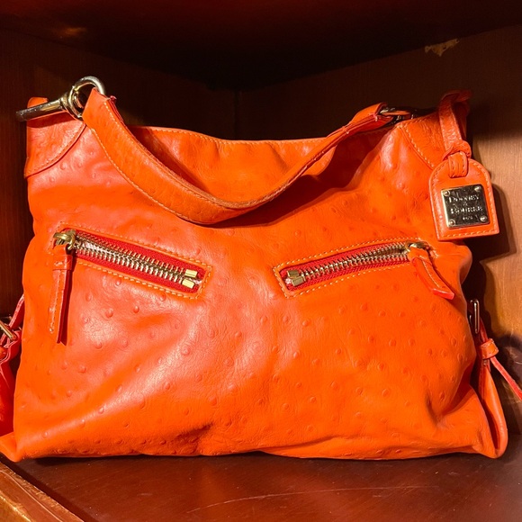 Handbags - Dooney & Bourke Orange Ostrich Shoulder Bag